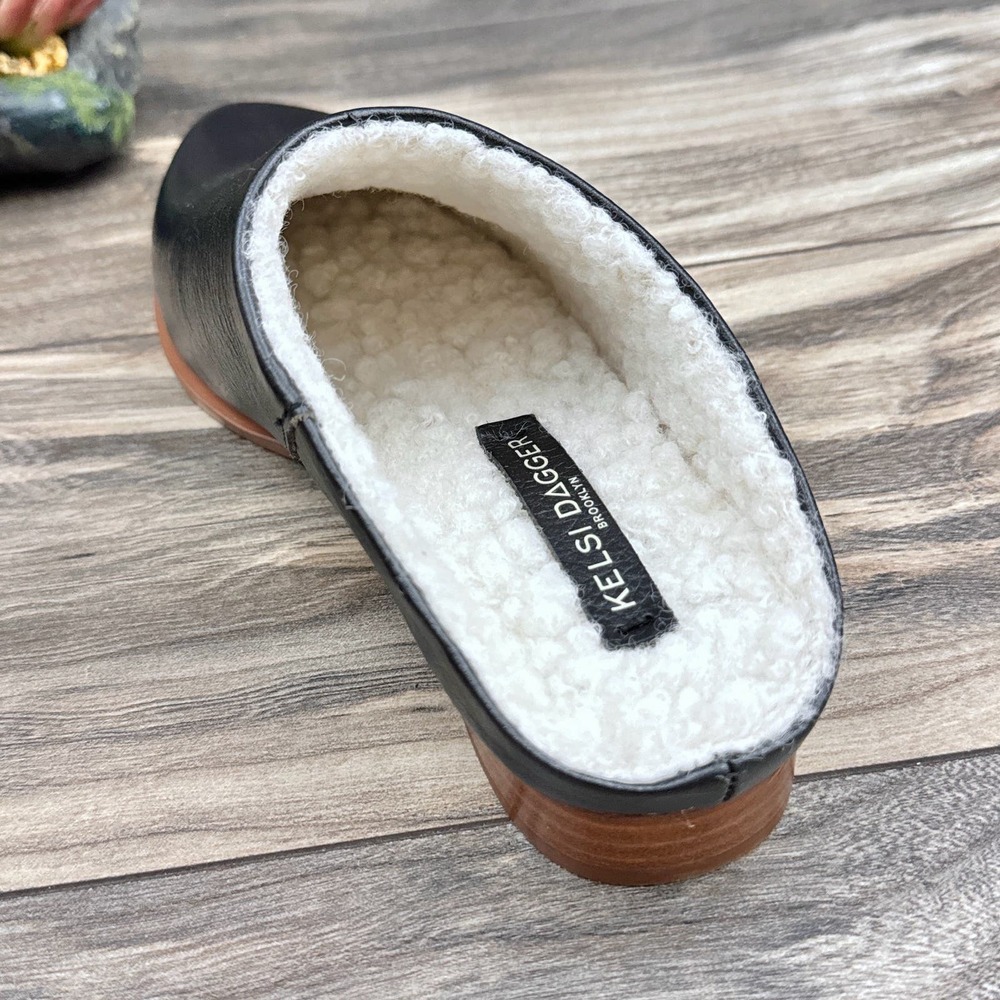 NIB Kelsi Dagger Sail 8M Sherp Lined Mules Rustic Leather Faux Shearling n - Picture 6 of 10